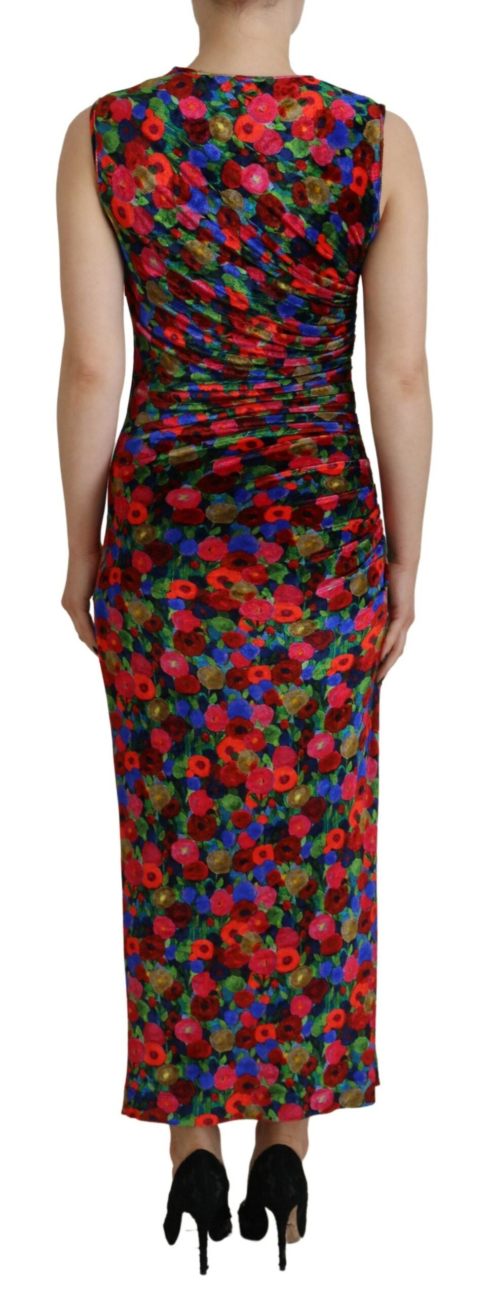 - Multicolor Floral Bodycon Ruched Maxi Dress