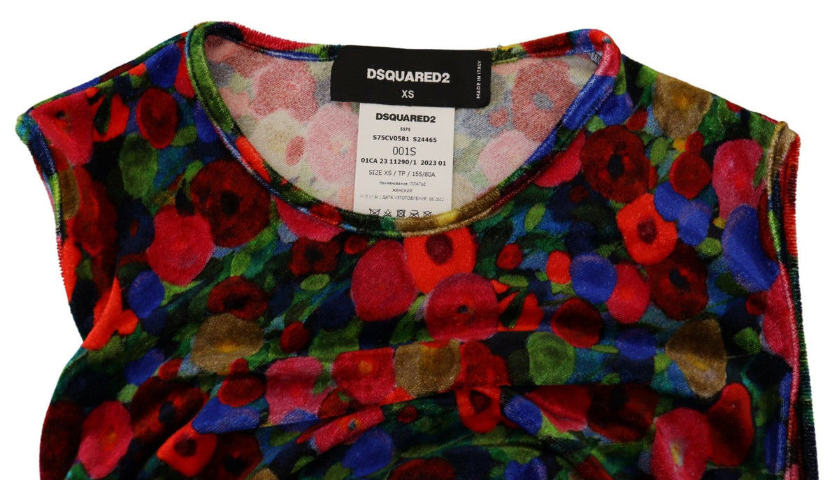 Dsquared2 Multicolor Floral Bodycon Ruched Maxi Dress