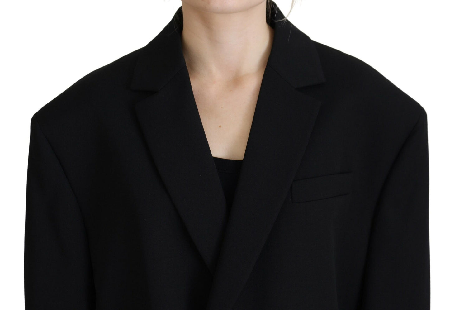 - Black Double Breasted Coat Blazer Jacket