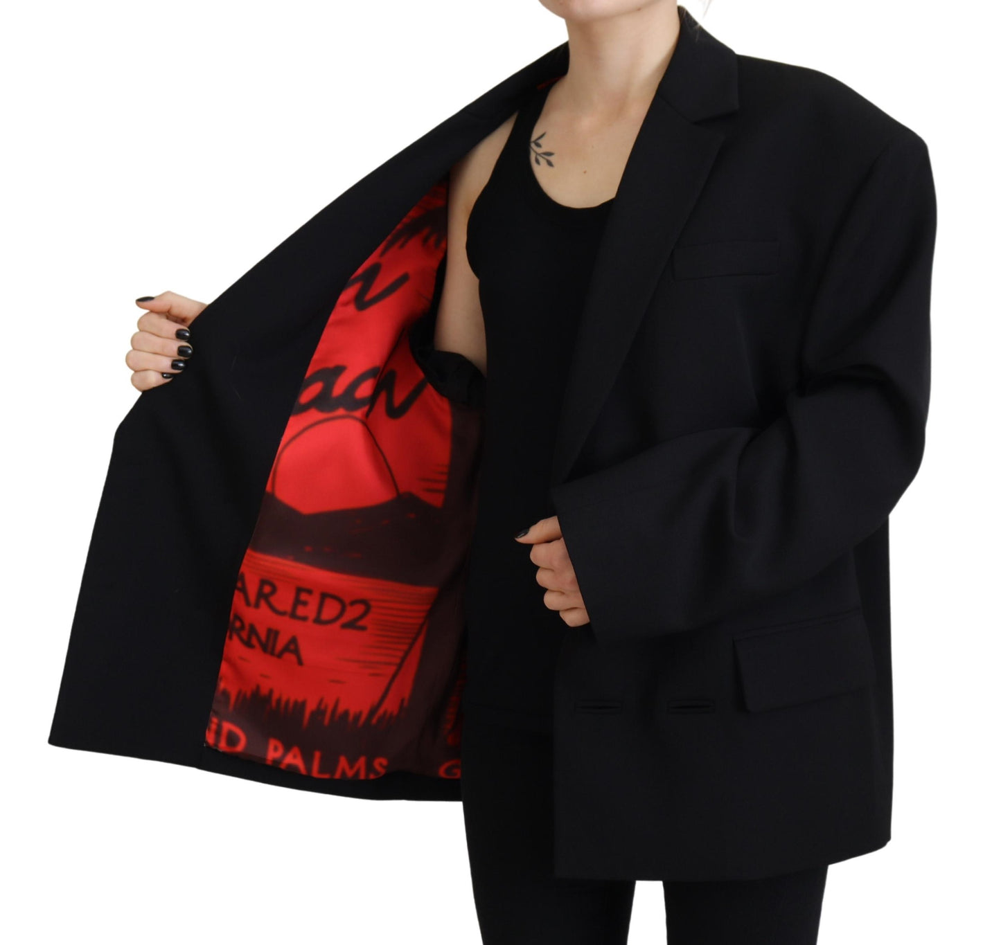 - Black Double Breasted Coat Blazer Jacket