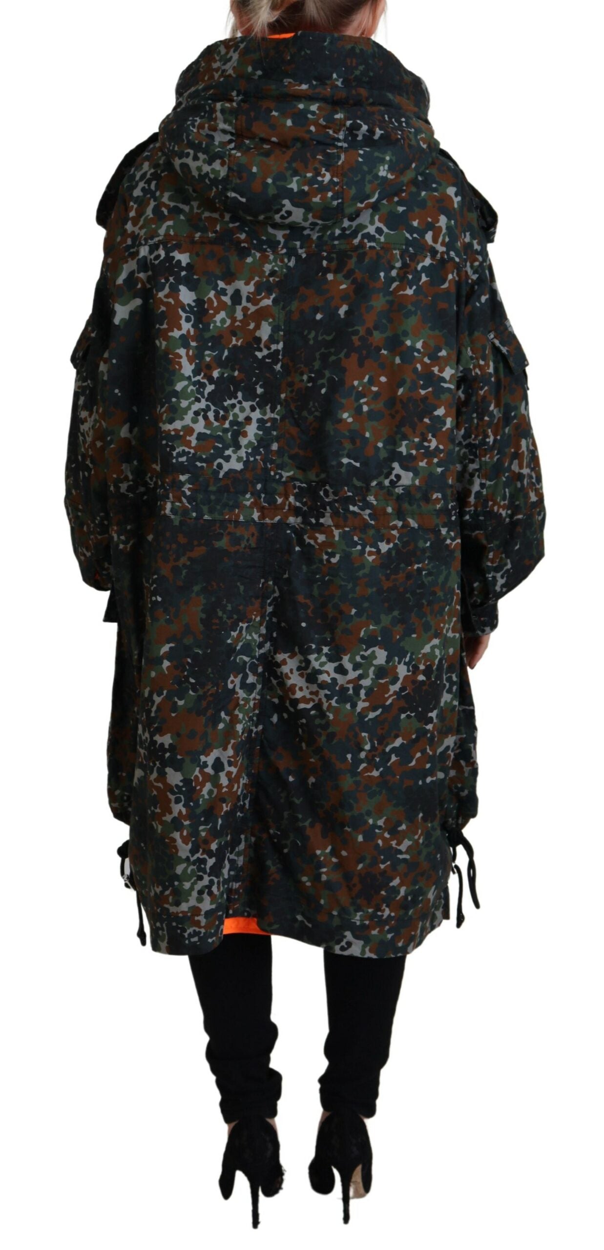 - Green Hooded Goth Camouflage Print Parka Coat Jacket