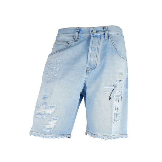 - Light Blue Cotton Men Bermuda Shorts