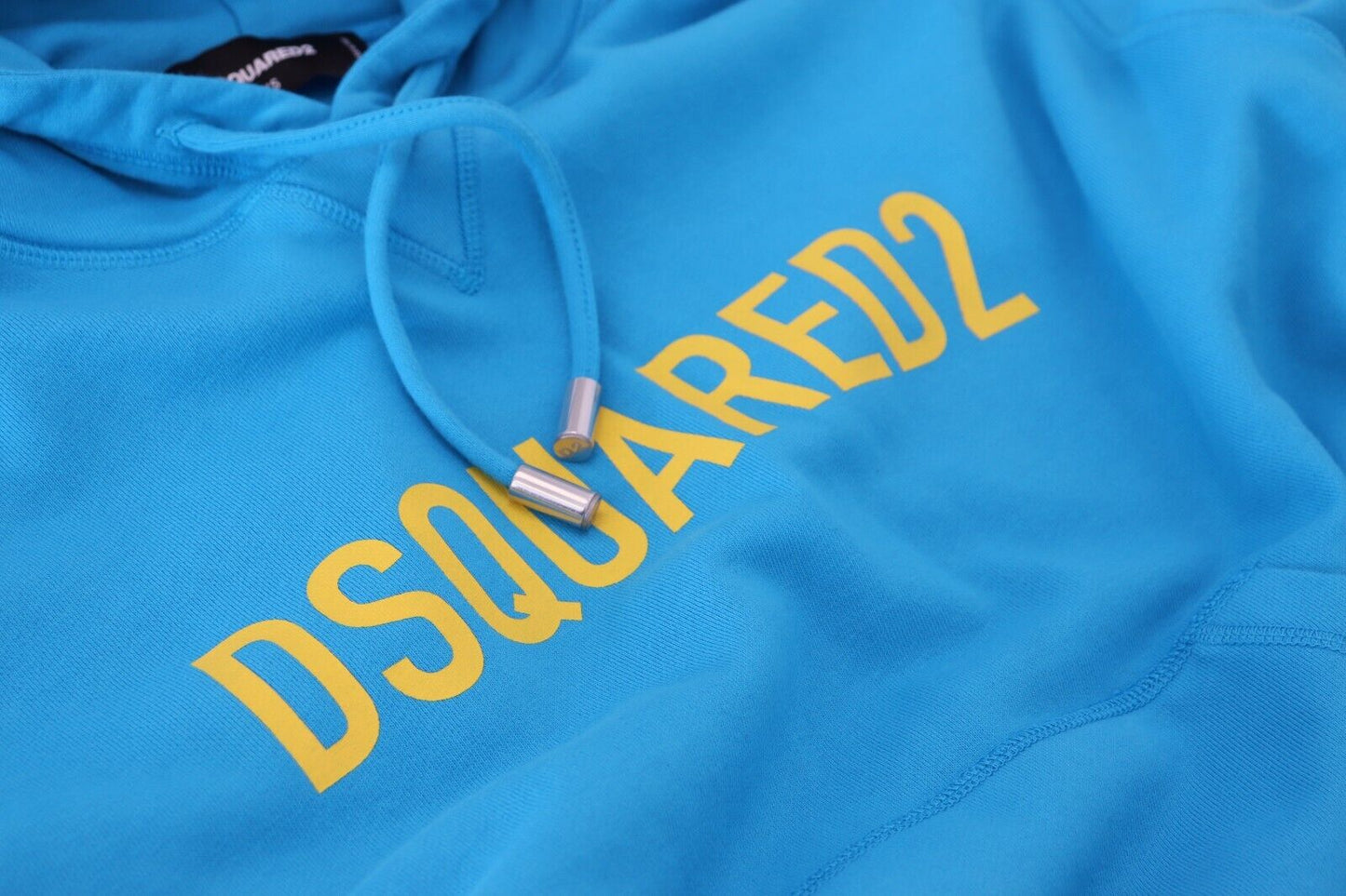 - Blue Logo Print Cotton Hoodie Sweatshirt Sweater