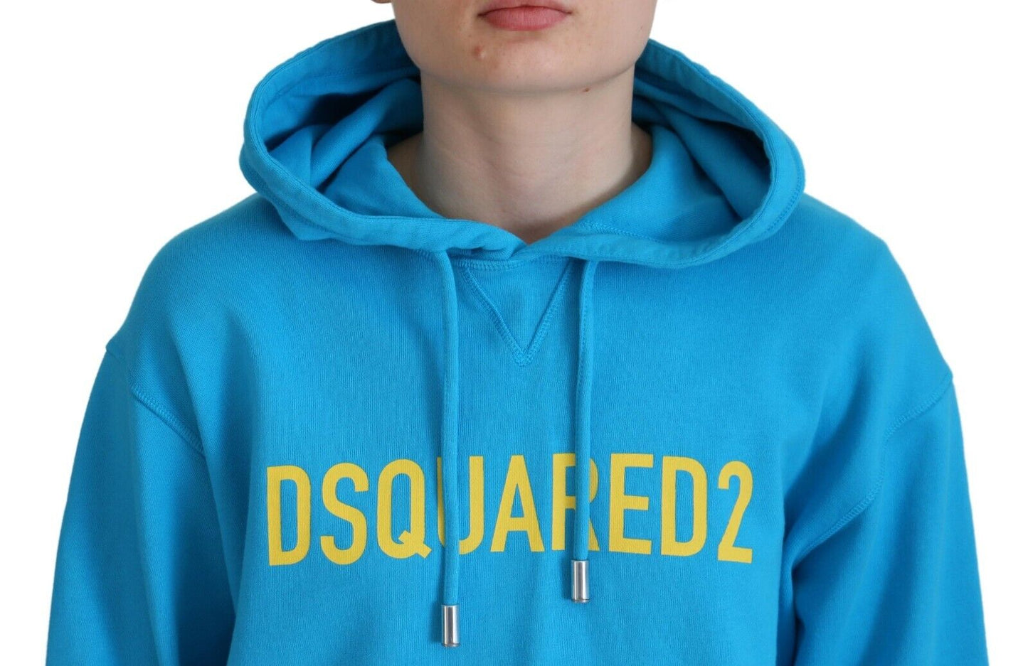 - Blue Logo Print Cotton Hoodie Sweatshirt Sweater