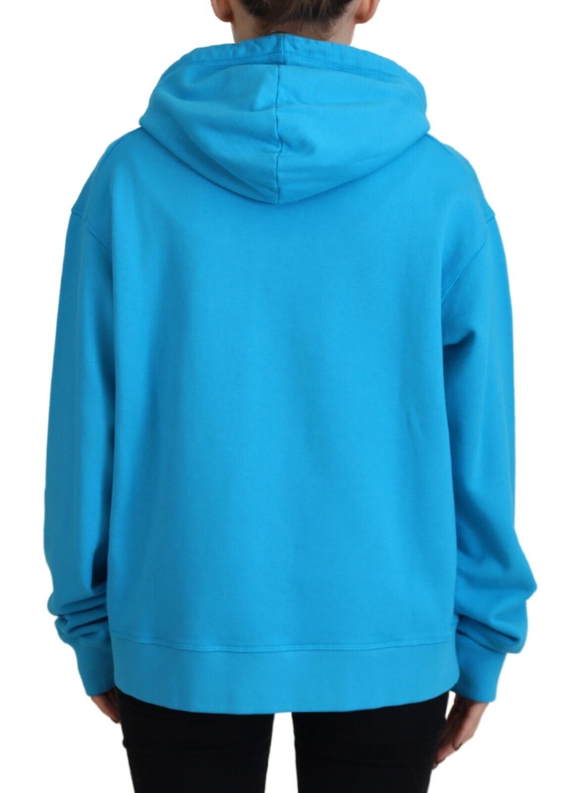 - Blue Logo Print Cotton Hoodie Sweatshirt Sweater