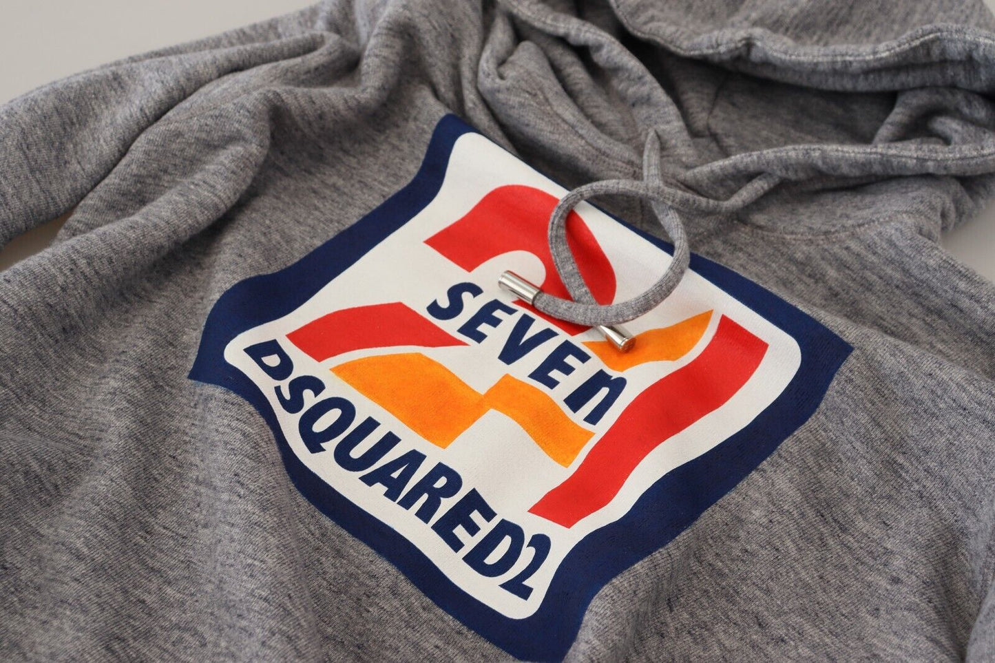 - Gray Logo Print Cotton Hoodie Sweatshirt Sweater