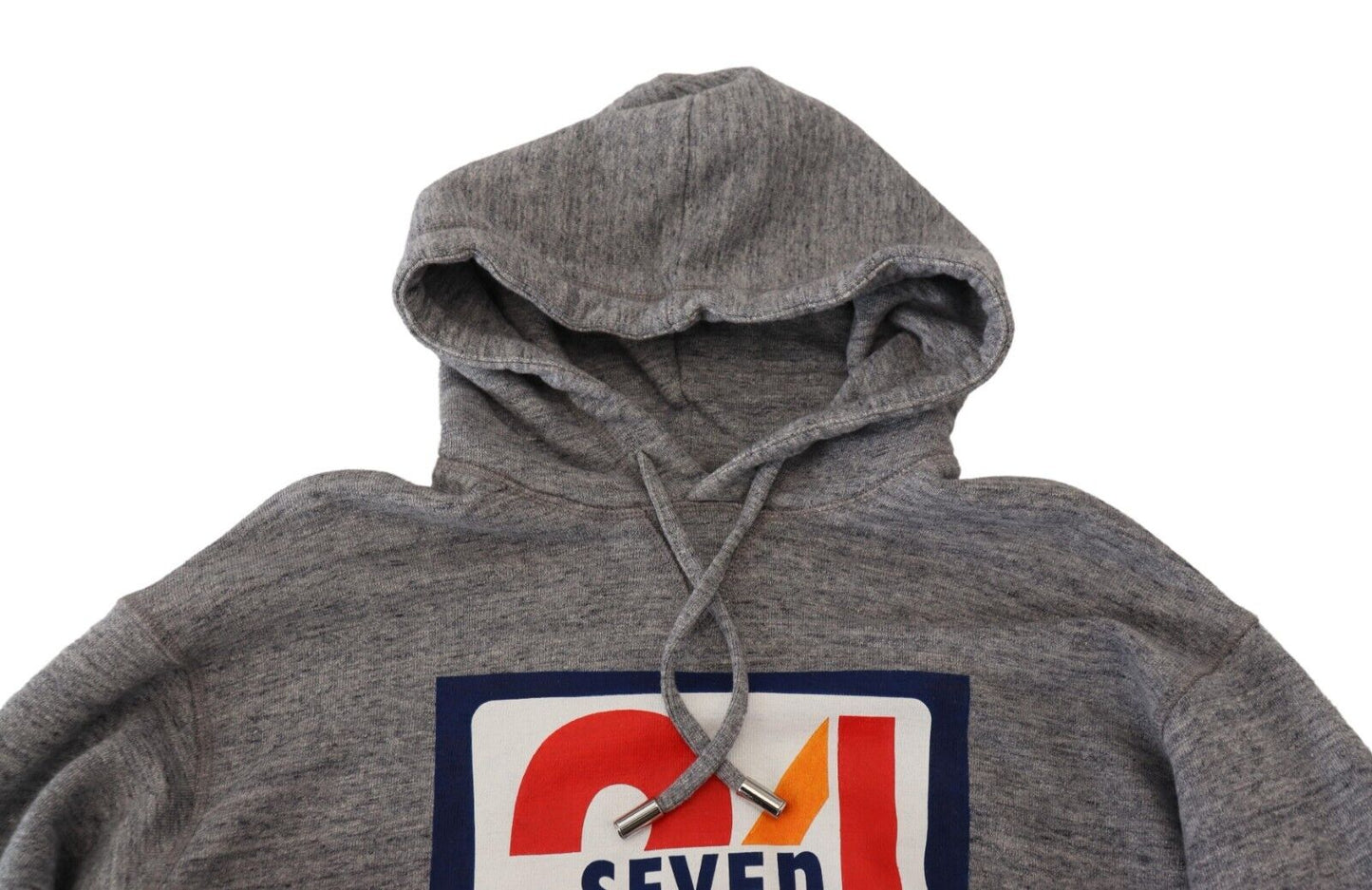 - Gray Logo Print Cotton Hoodie Sweatshirt Sweater