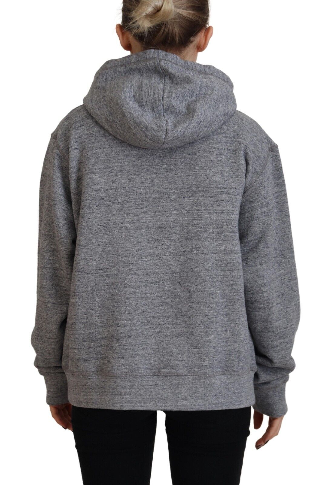 - Gray Logo Print Cotton Hoodie Sweatshirt Sweater