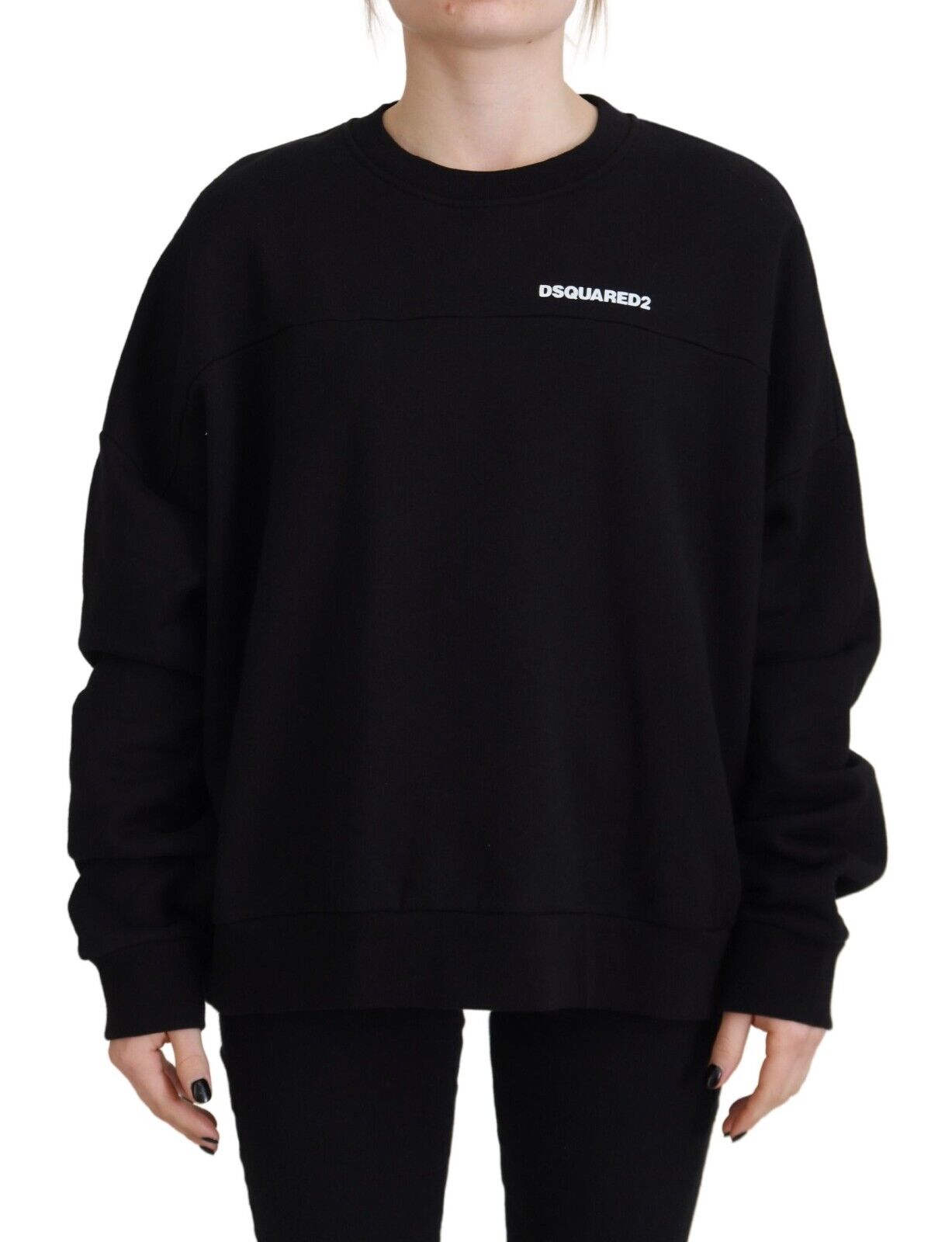 - Black Cotton Printed Women Long Sleeve Sweater