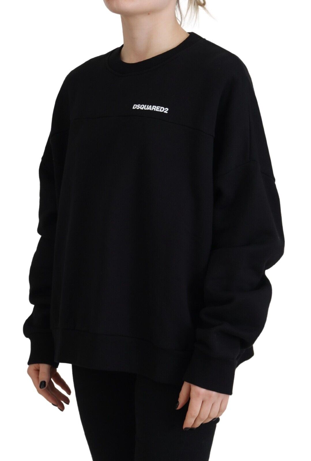 - Black Cotton Printed Women Long Sleeve Sweater