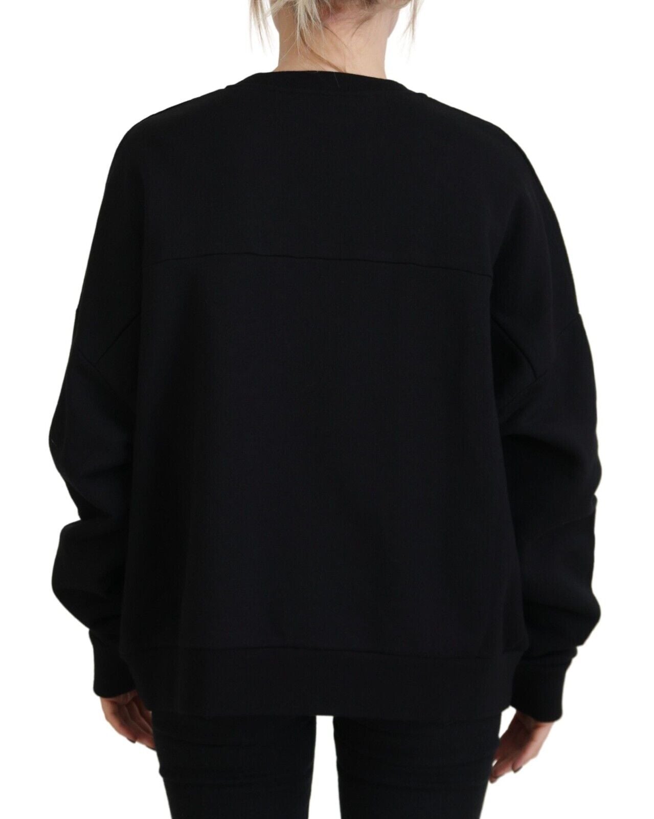 - Black Cotton Printed Women Long Sleeve Sweater