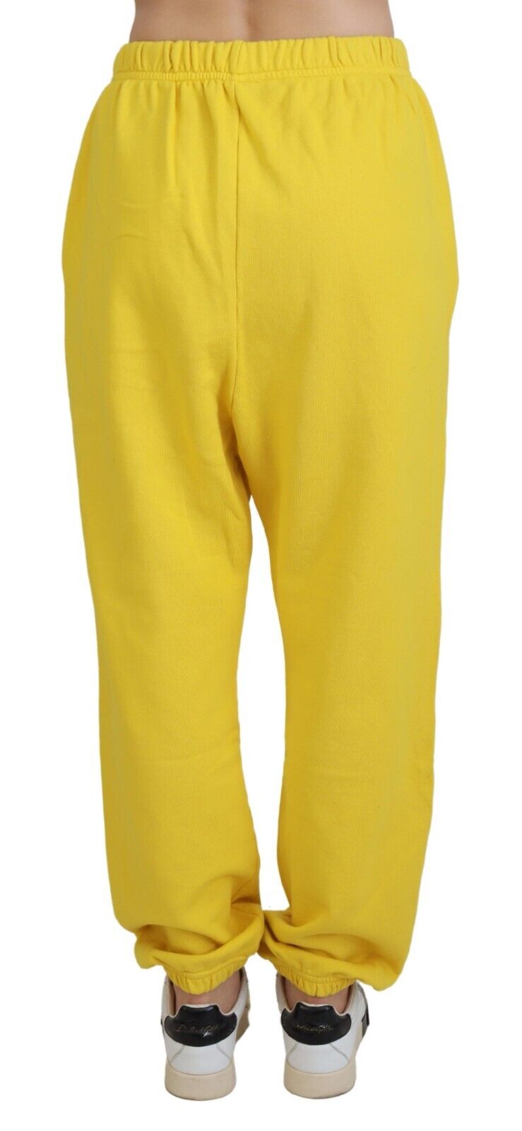 - Yellow Mid Waist Logo Print Jogger Trouser Pants