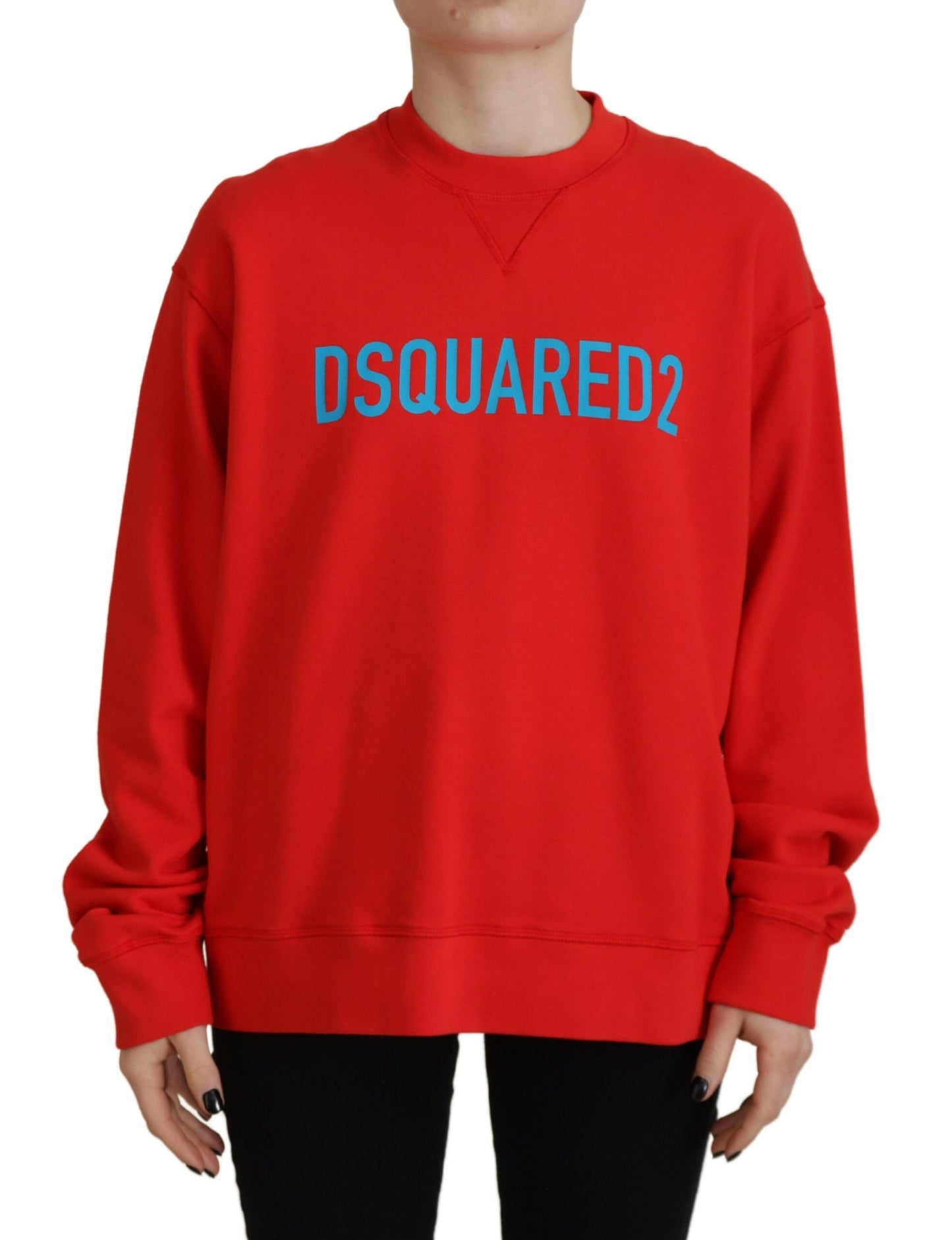 - Red Cotton Printed Crew Neck Long Sleeve Sweater