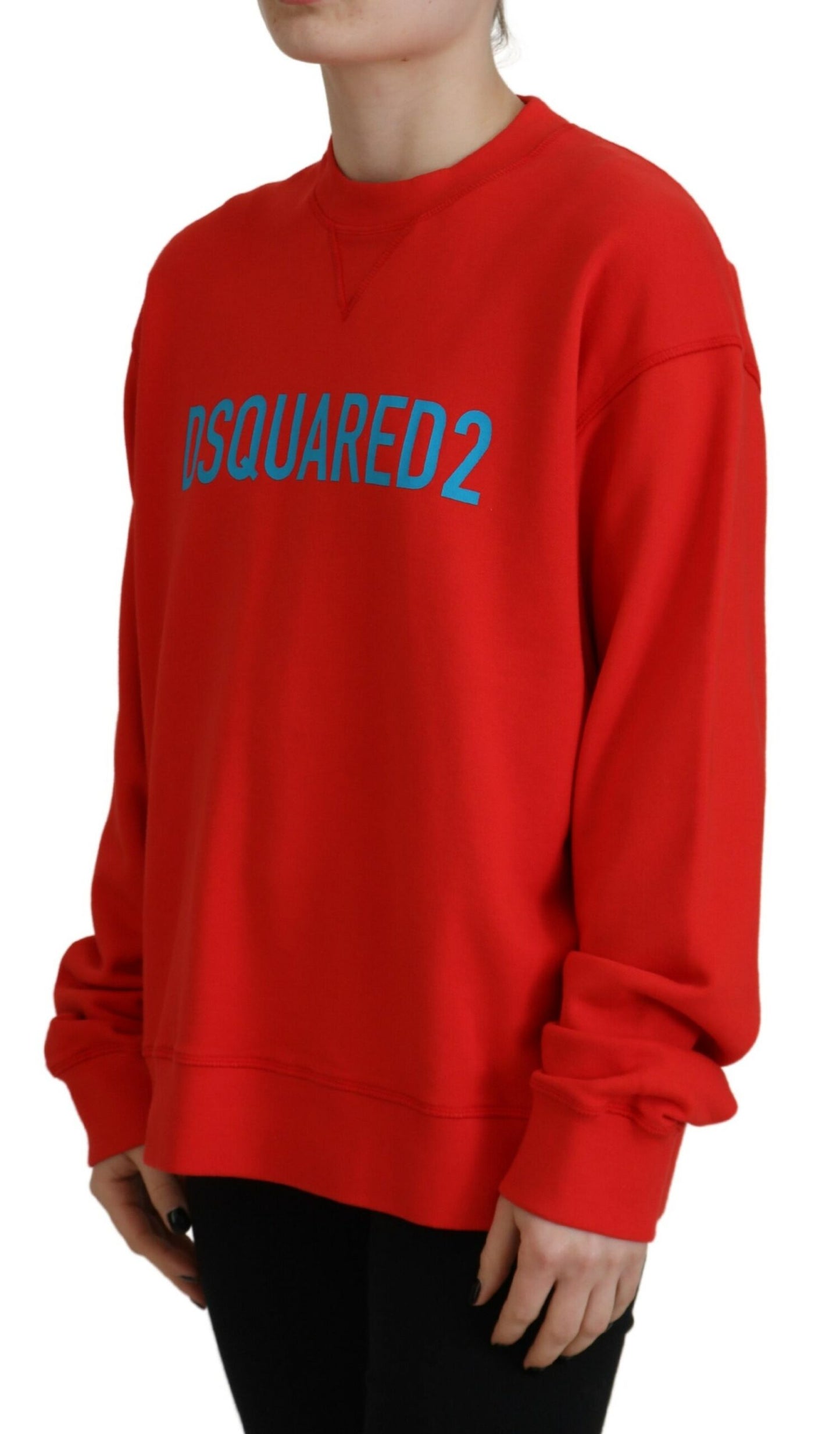 - Red Cotton Printed Crew Neck Long Sleeve Sweater