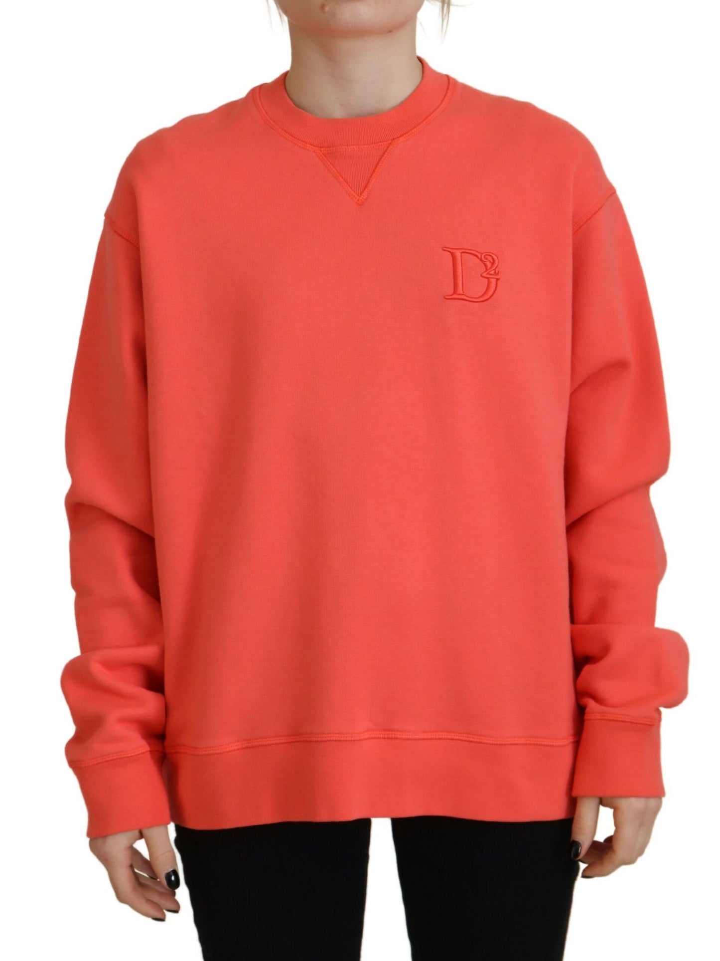 - Pink Logo Embroidery Women Long Sleeve Sweater
