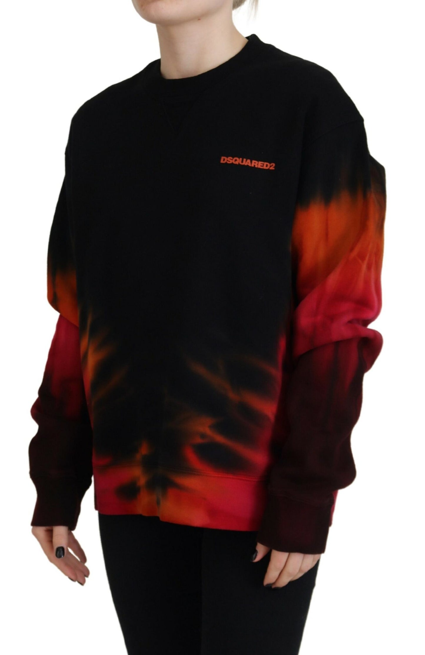 - Black Tie Dye Logo Print Women Long Sleeve Sweater