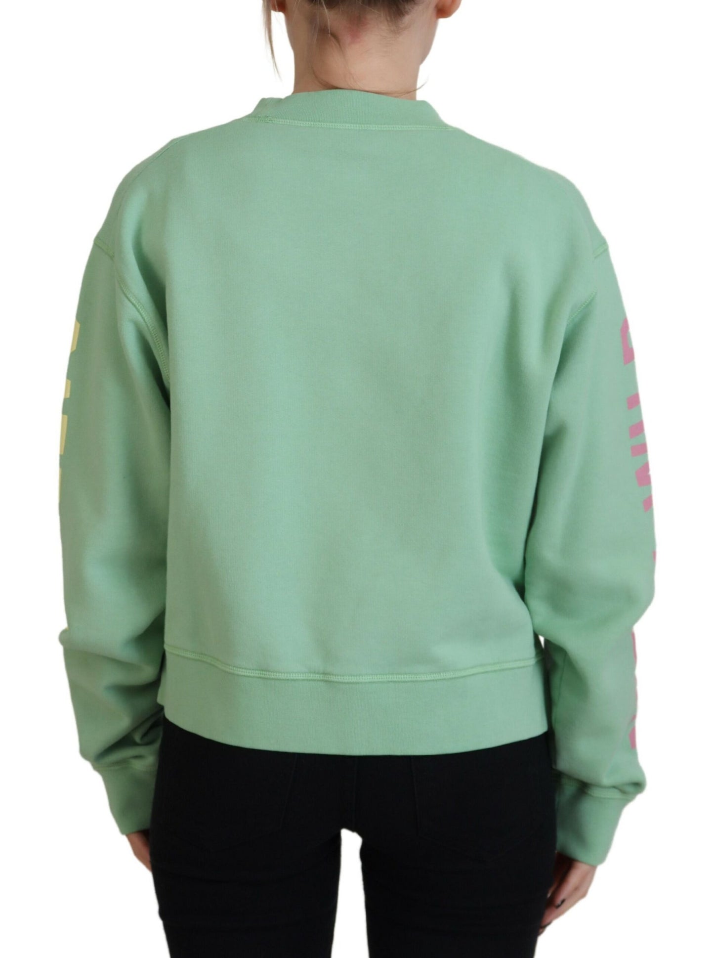 - Green Logo Printed Crew Neck Long Sleeve Sweater