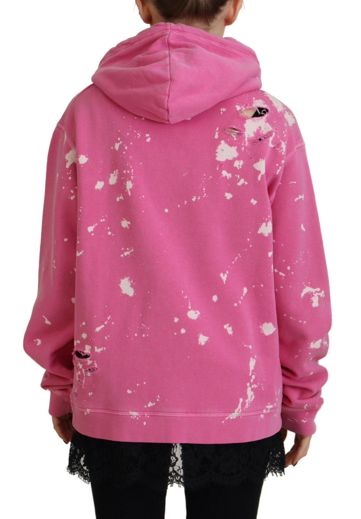 - Pink Logo Print Cotton Hoodie Sweatshirt Sweater