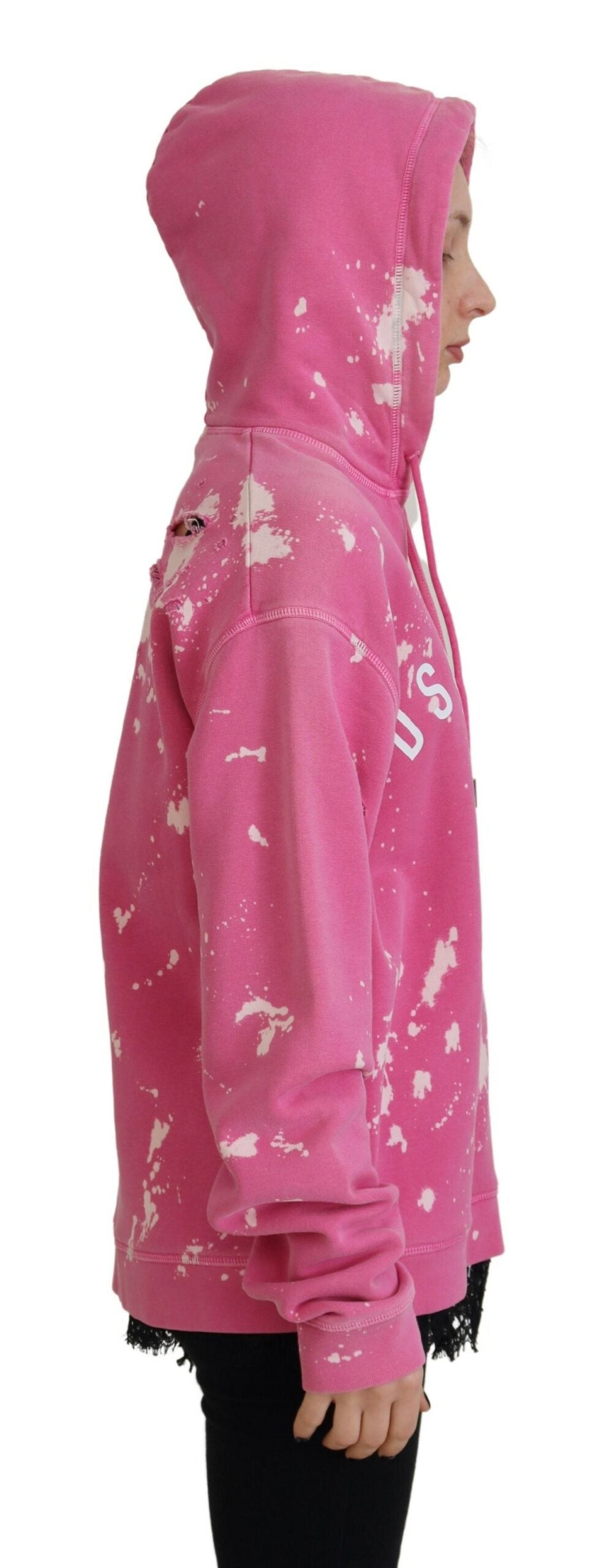 - Pink Logo Print Cotton Hoodie Sweatshirt Sweater