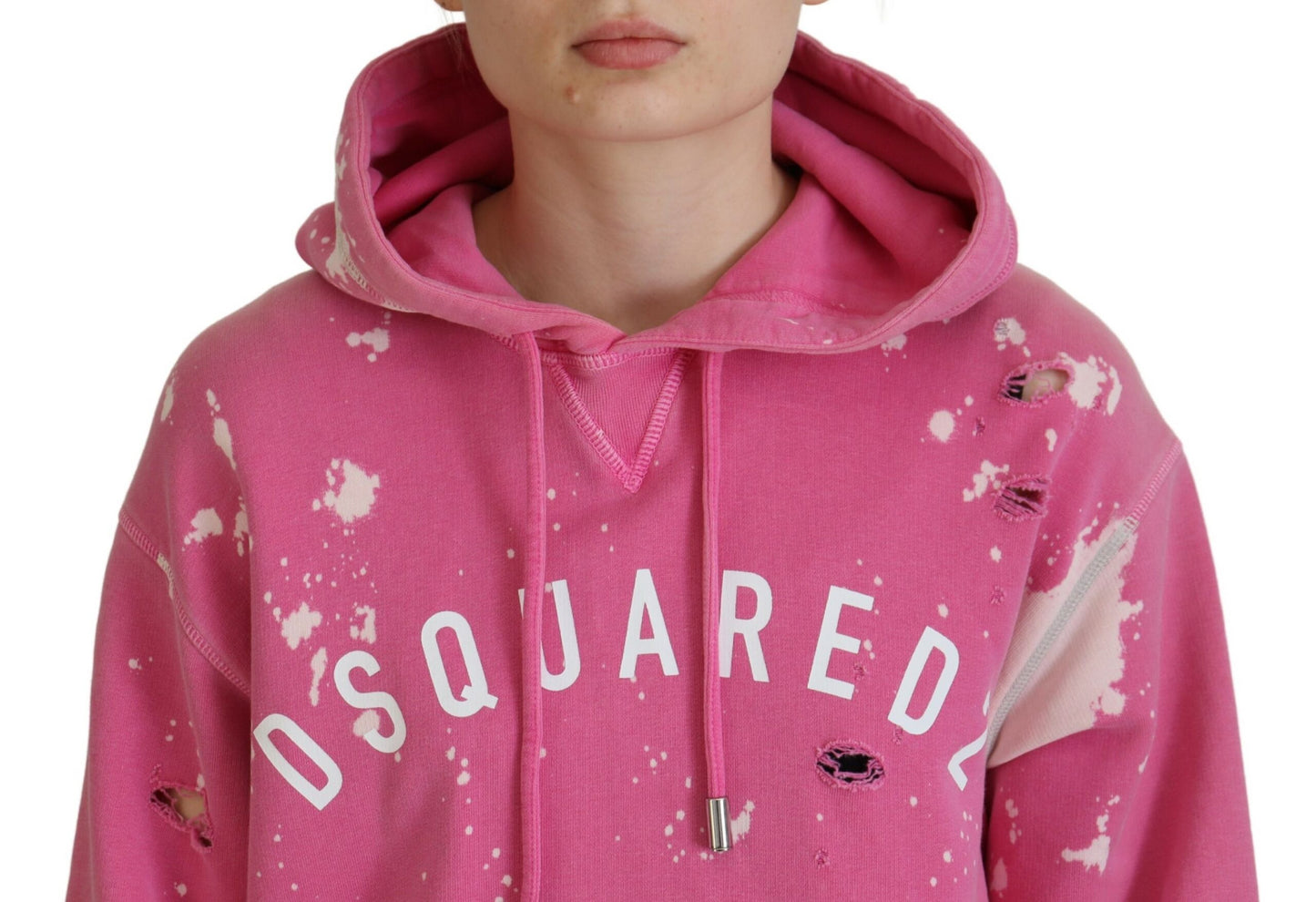 - Pink Logo Print Cotton Hoodie Sweatshirt Sweater
