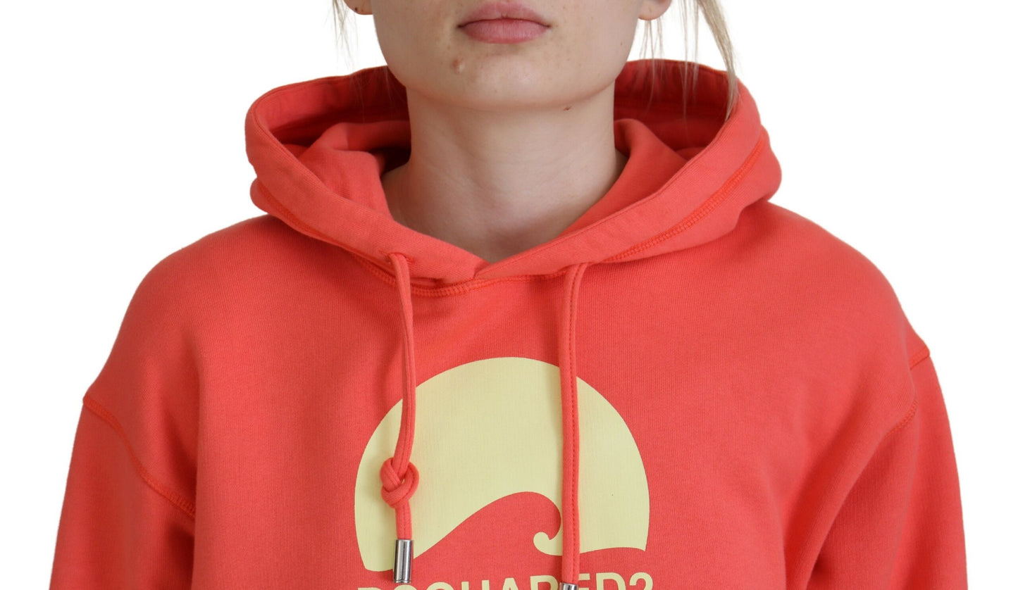 - Pink Logo Print Cotton Hoodie Sweatshirt Sweater