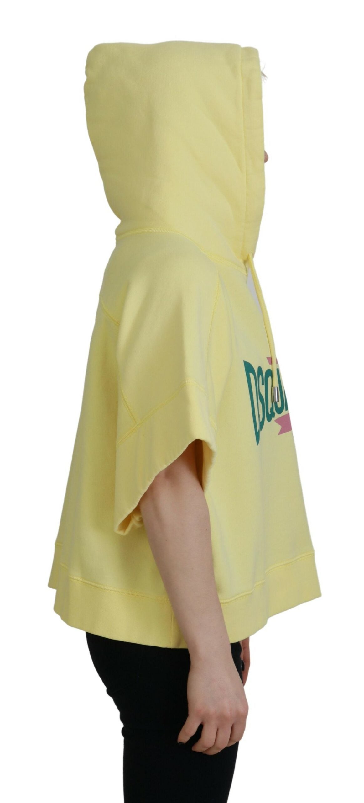 - Yellow Logo Print Cotton Hoodie Sweatshirt Sweater