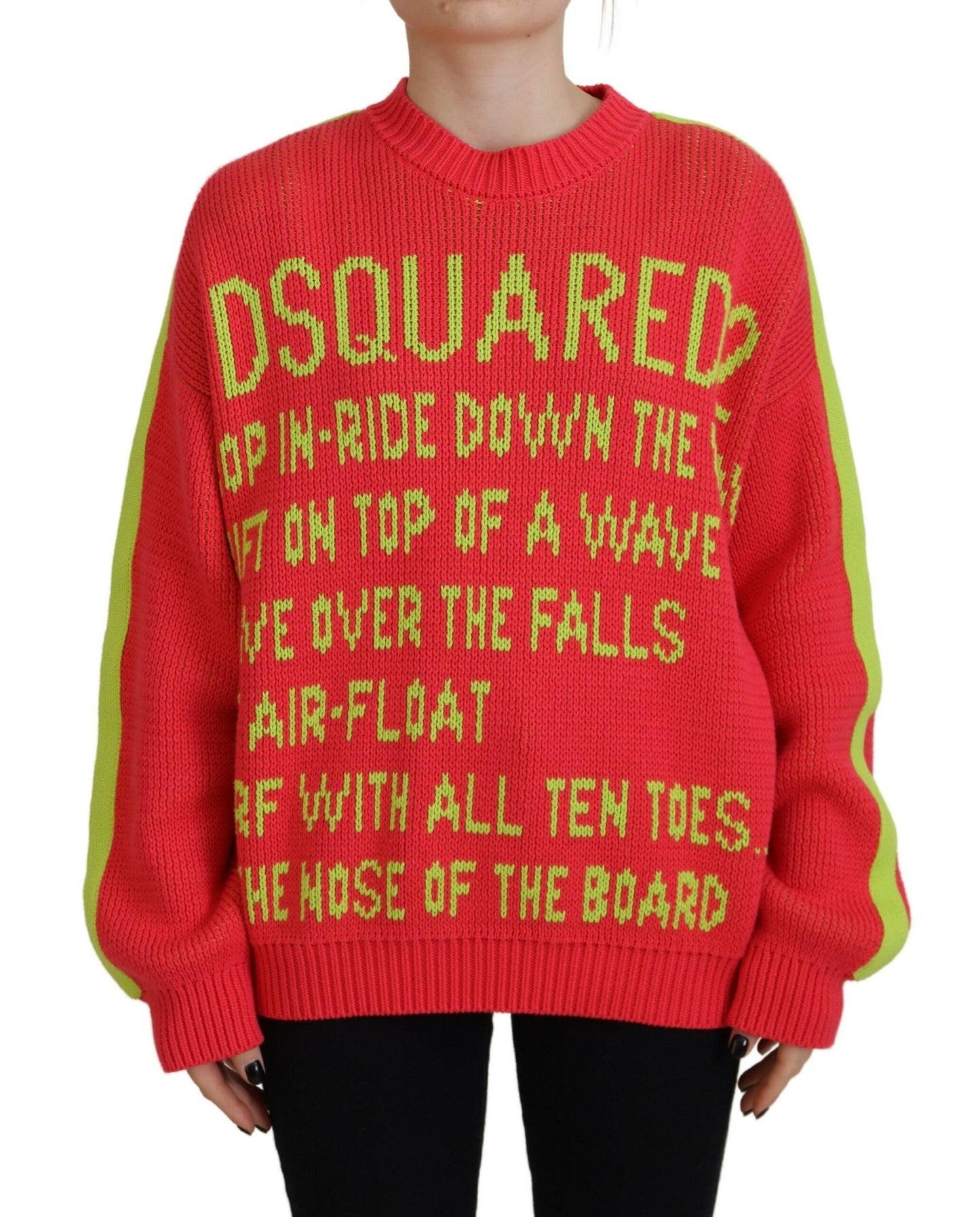 - Multicolor Cotton Knitted Crewneck Pullover Sweater