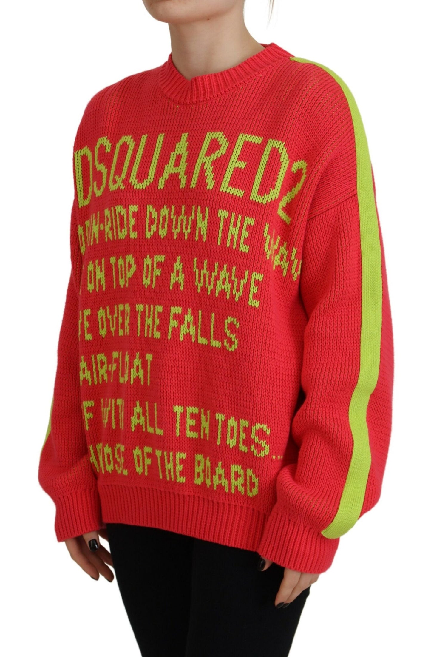 - Multicolor Cotton Knitted Crewneck Pullover Sweater