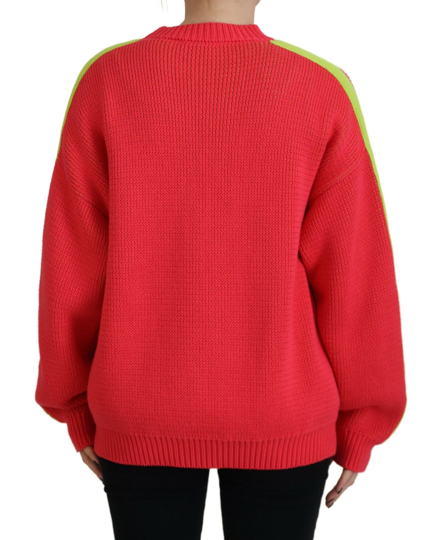 - Multicolor Cotton Knitted Crewneck Pullover Sweater