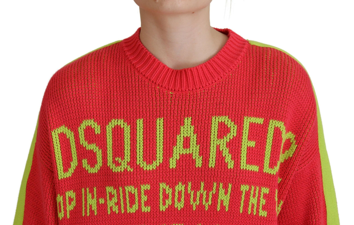 - Multicolor Cotton Knitted Crewneck Pullover Sweater