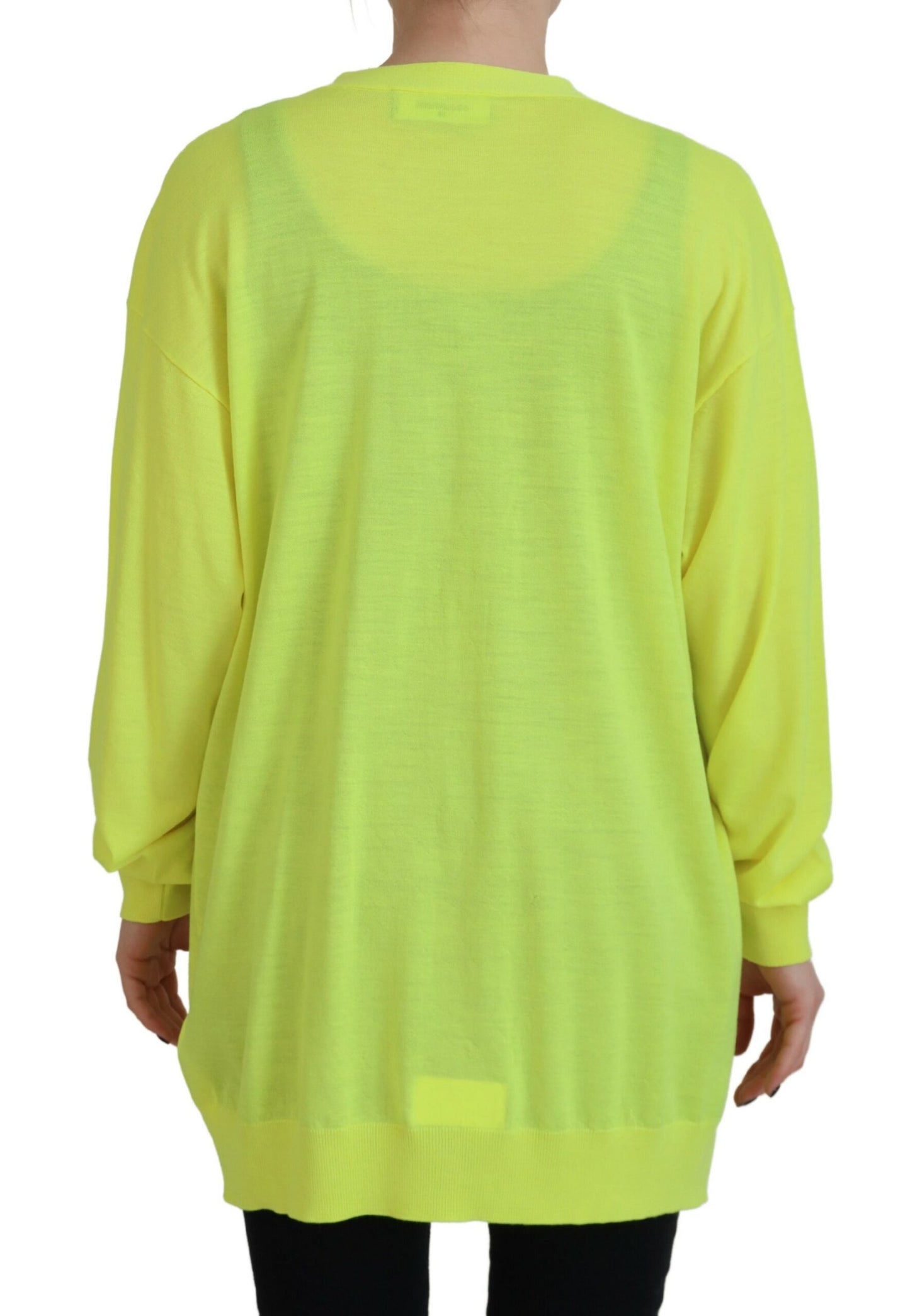 - Yellow Wool Knitted Buttoned Cardigan Sweater