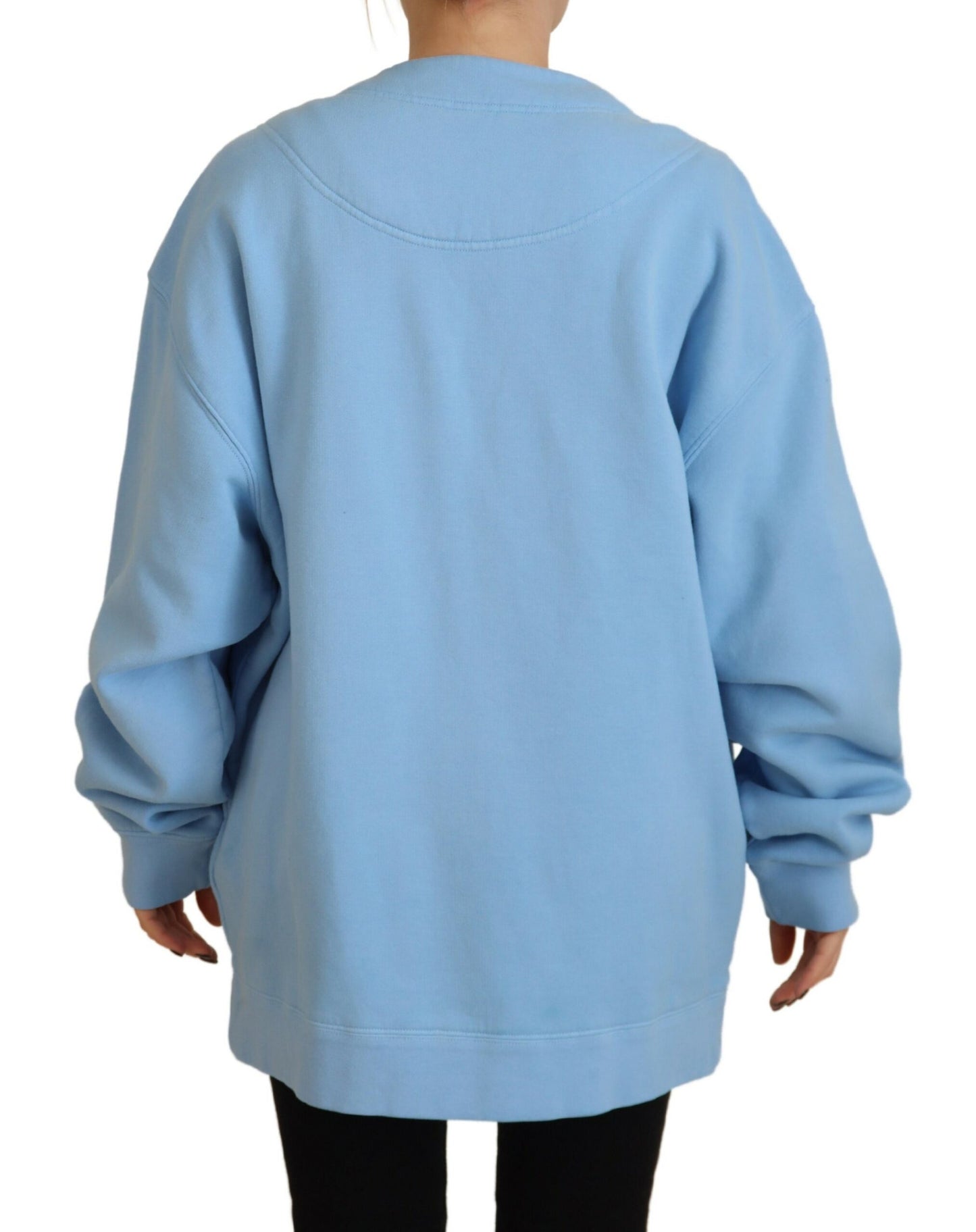 - Blue Cotton Knitted Buttoned Cardigan Sweater