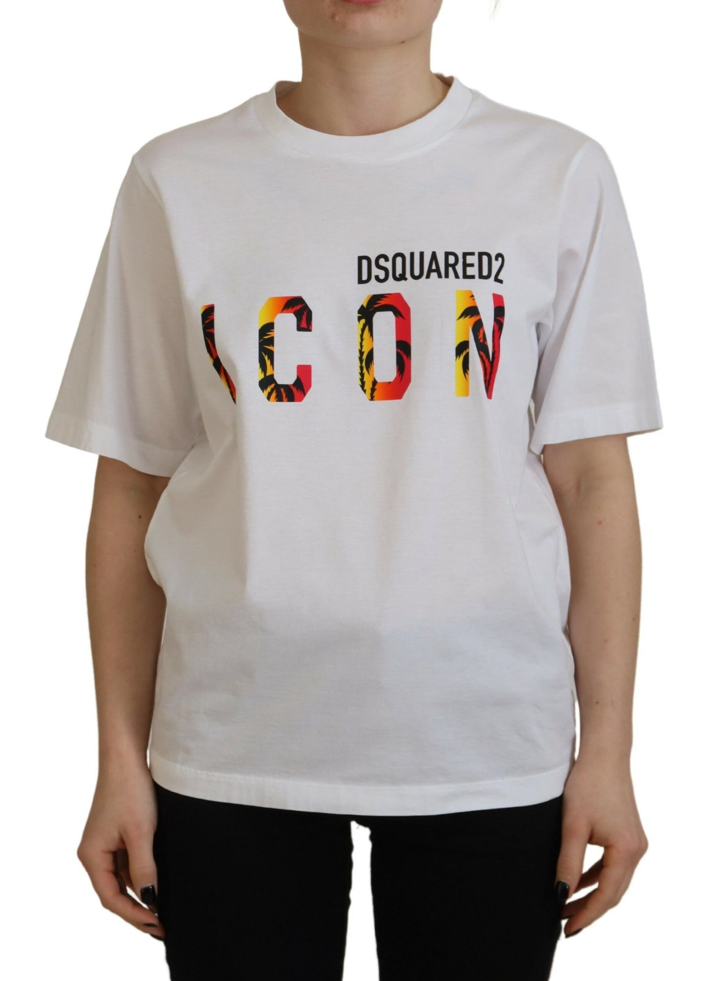 - White Cotton Shiny Icon East Tee Crewneck T-shirt
