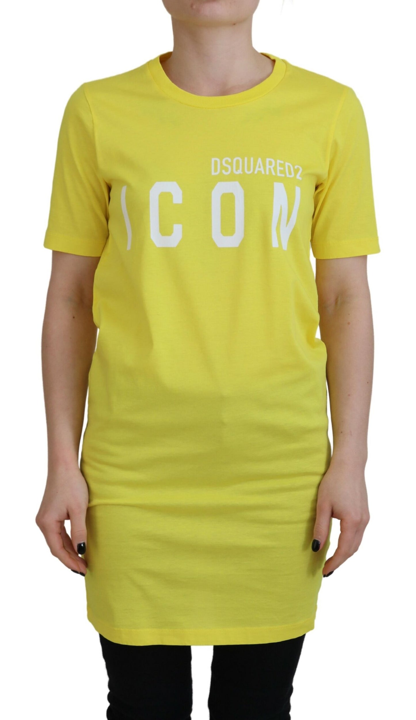 - Yellow CottonShiny Icon Renny Dress Crewneck T-shirt