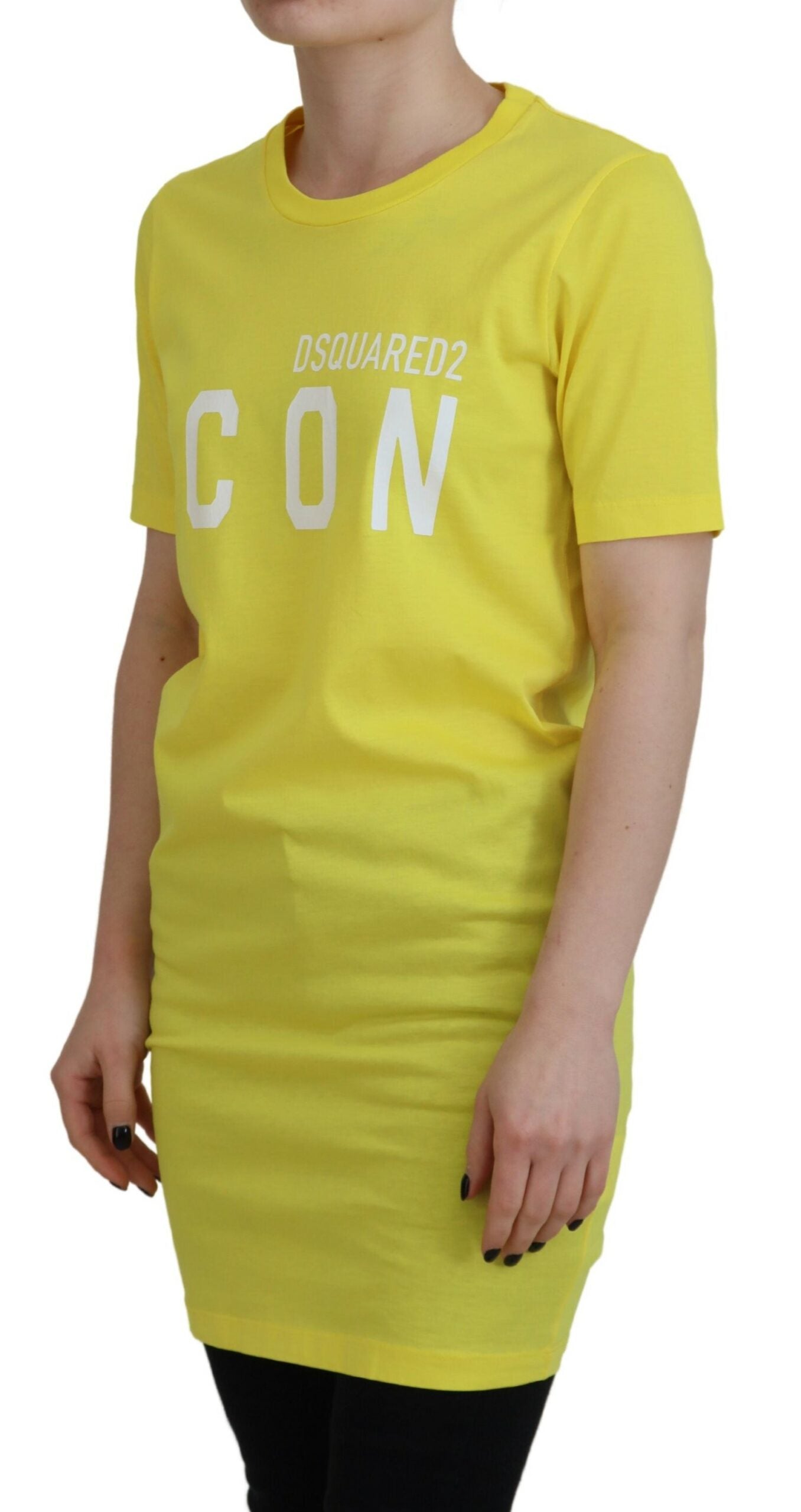 - Yellow CottonShiny Icon Renny Dress Crewneck T-shirt
