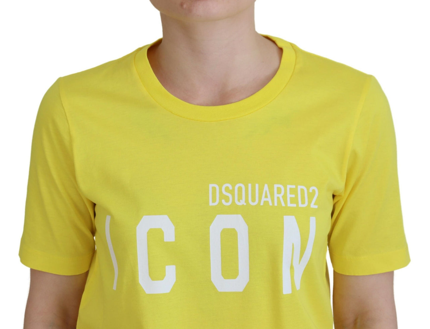 - Yellow CottonShiny Icon Renny Dress Crewneck T-shirt