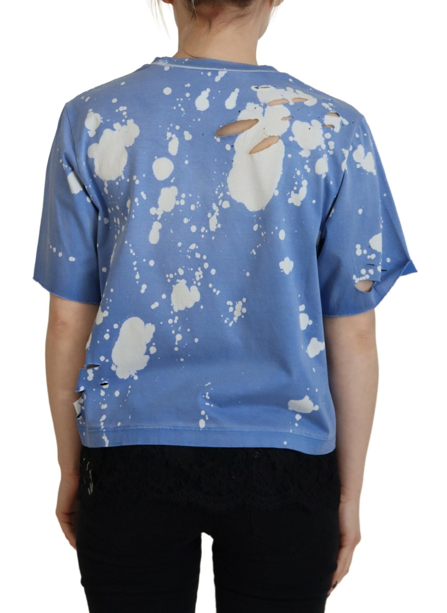 - Blue Goth Gurl Print Black Lace Cotton Tee T-shirt