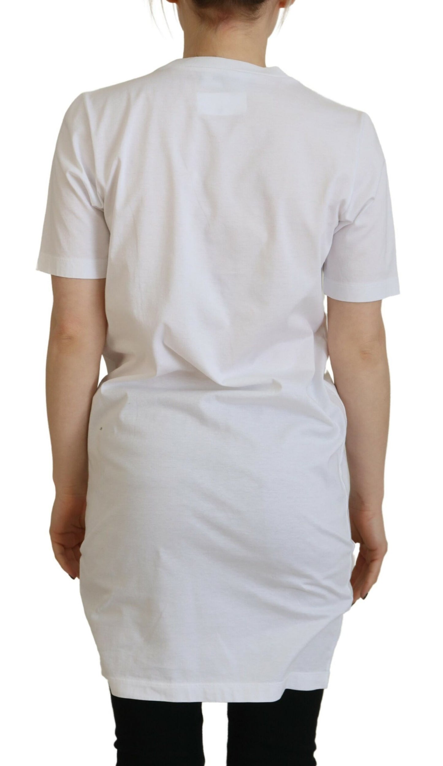 - White Cotton Icon Logo Print Crewneck T-shirt