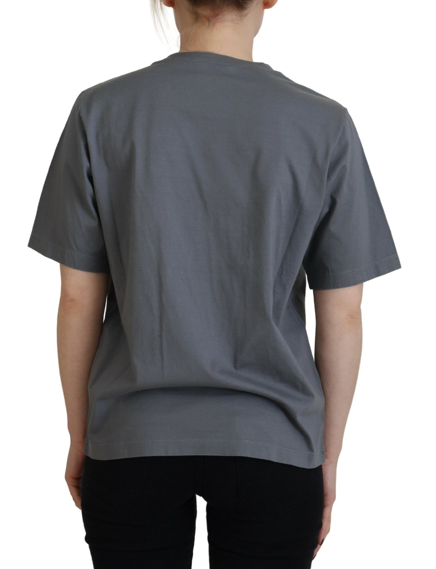 - Gray Logo Cotton Crewneck Short Sleeve Tee T-shirt