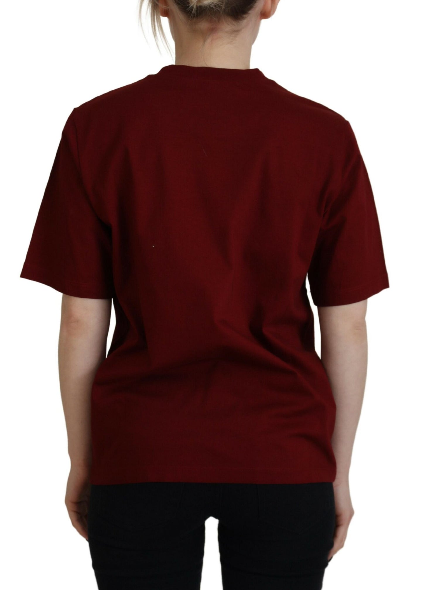 - Maroon Logo Cotton Crewneck Short Sleeve Tee T-shirt