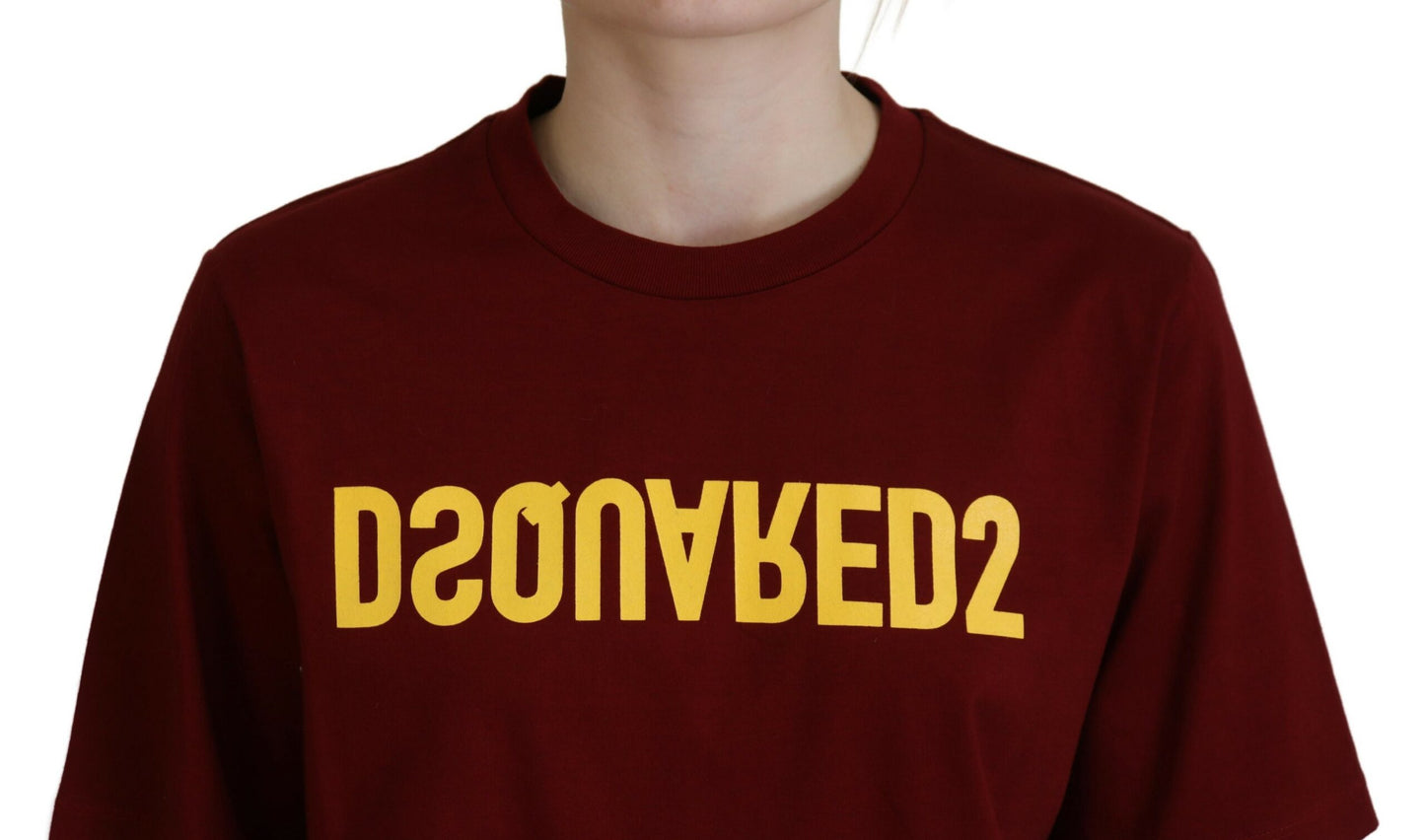 - Maroon Logo Cotton Crewneck Short Sleeve Tee T-shirt