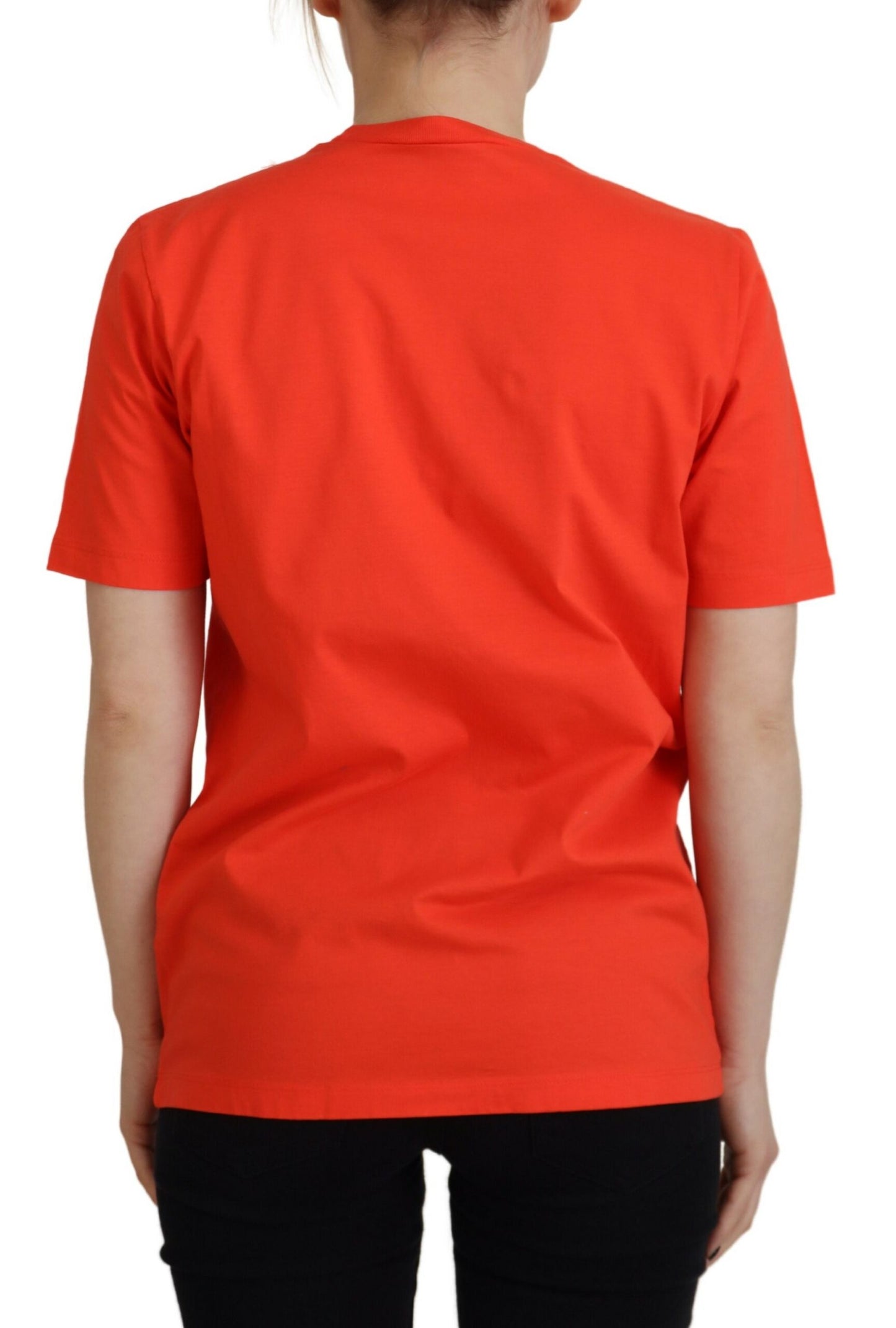 - Orange Cotton Shiny Icon East Tee Crewneck T-shirt