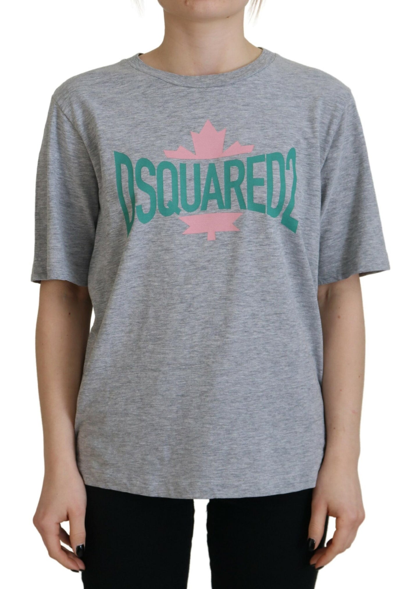 - Gray Logo Cotton Crewneck Short Sleeve Tee T-shirt