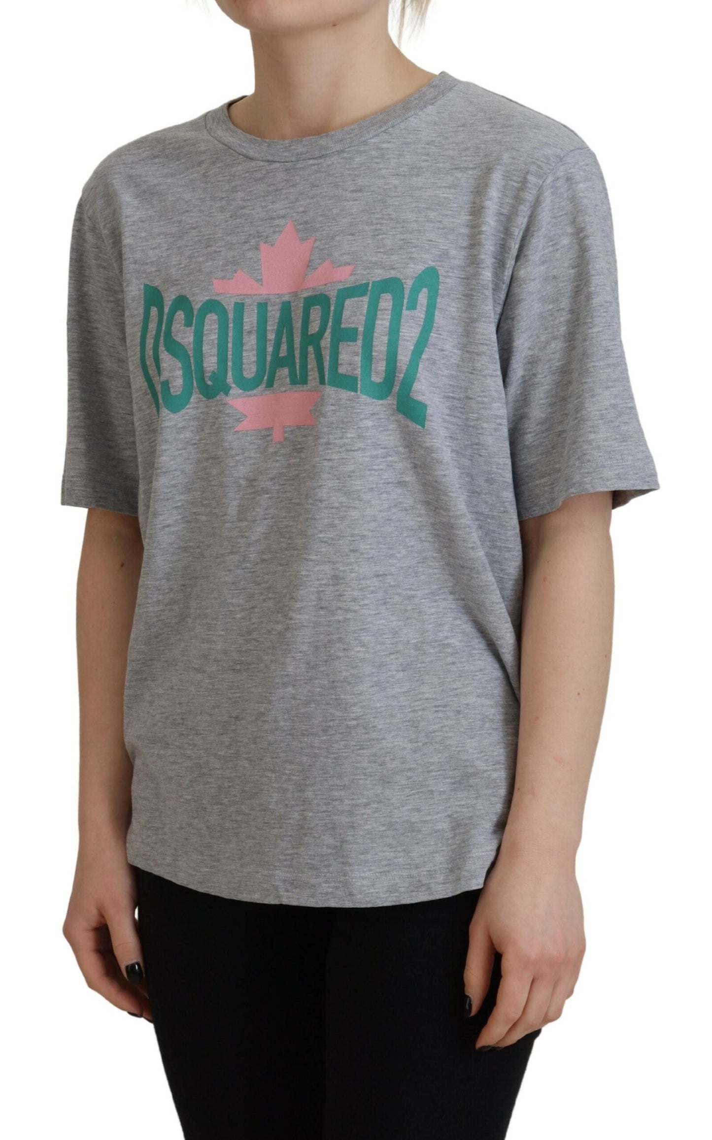 - Gray Logo Cotton Crewneck Short Sleeve Tee T-shirt
