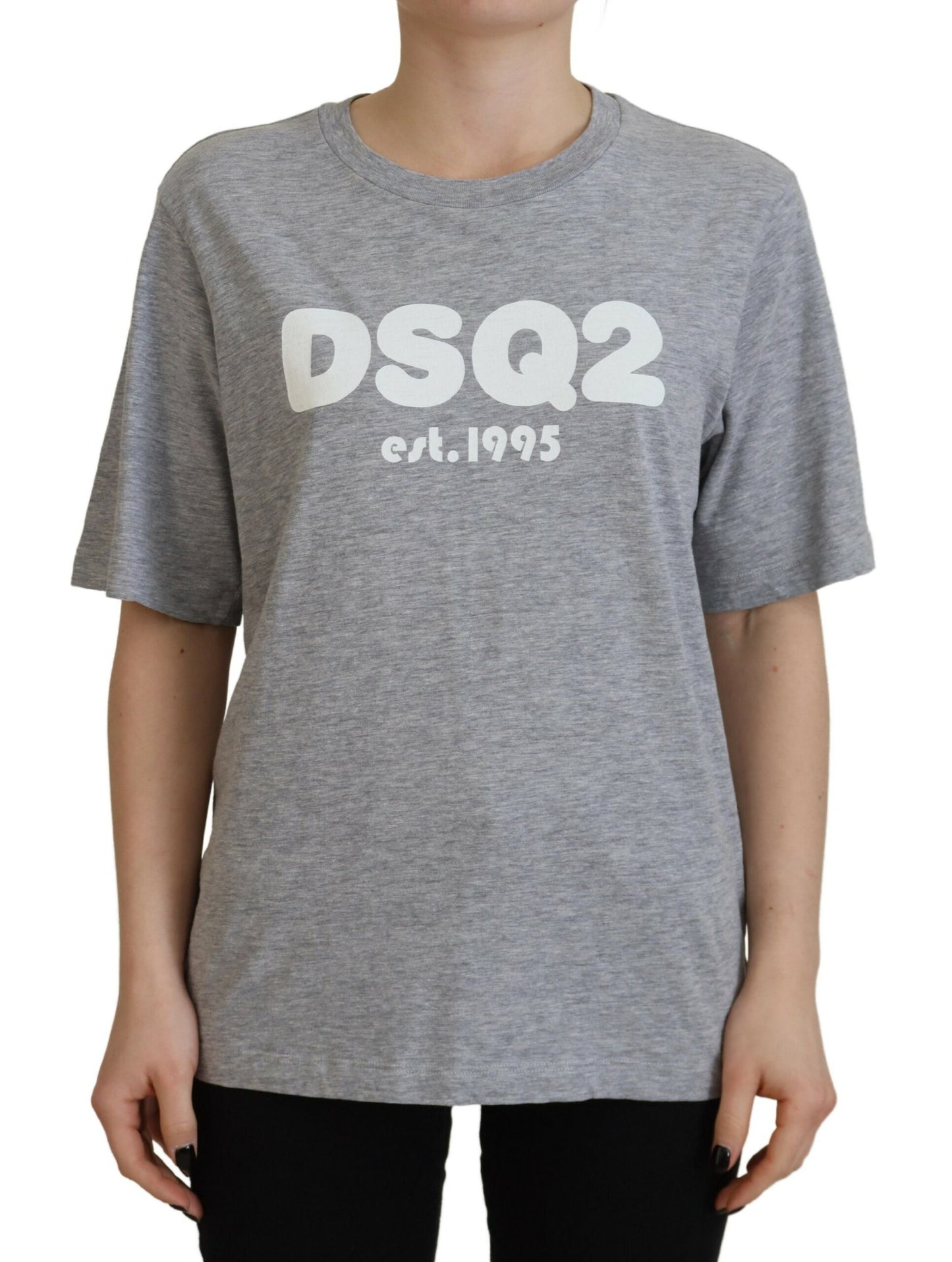 - Gray Logo Cotton Crewneck Short Sleeve Tee T-shirt