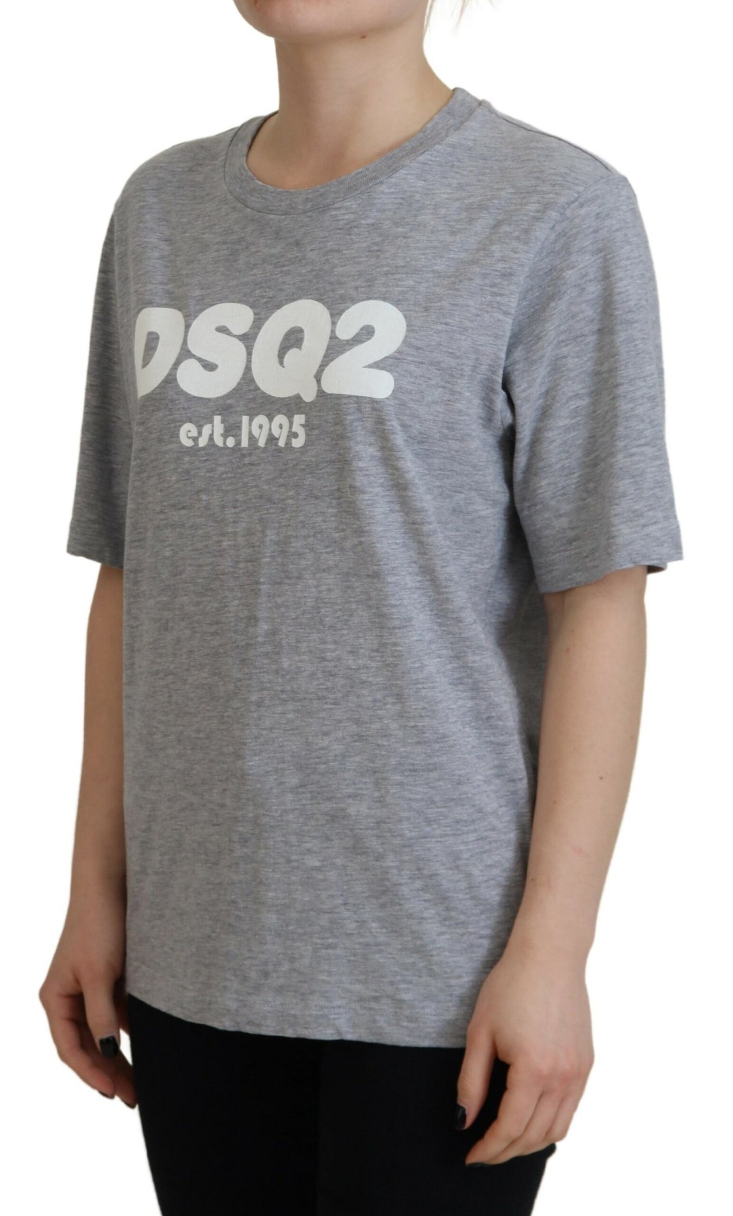 - Gray Logo Cotton Crewneck Short Sleeve Tee T-shirt