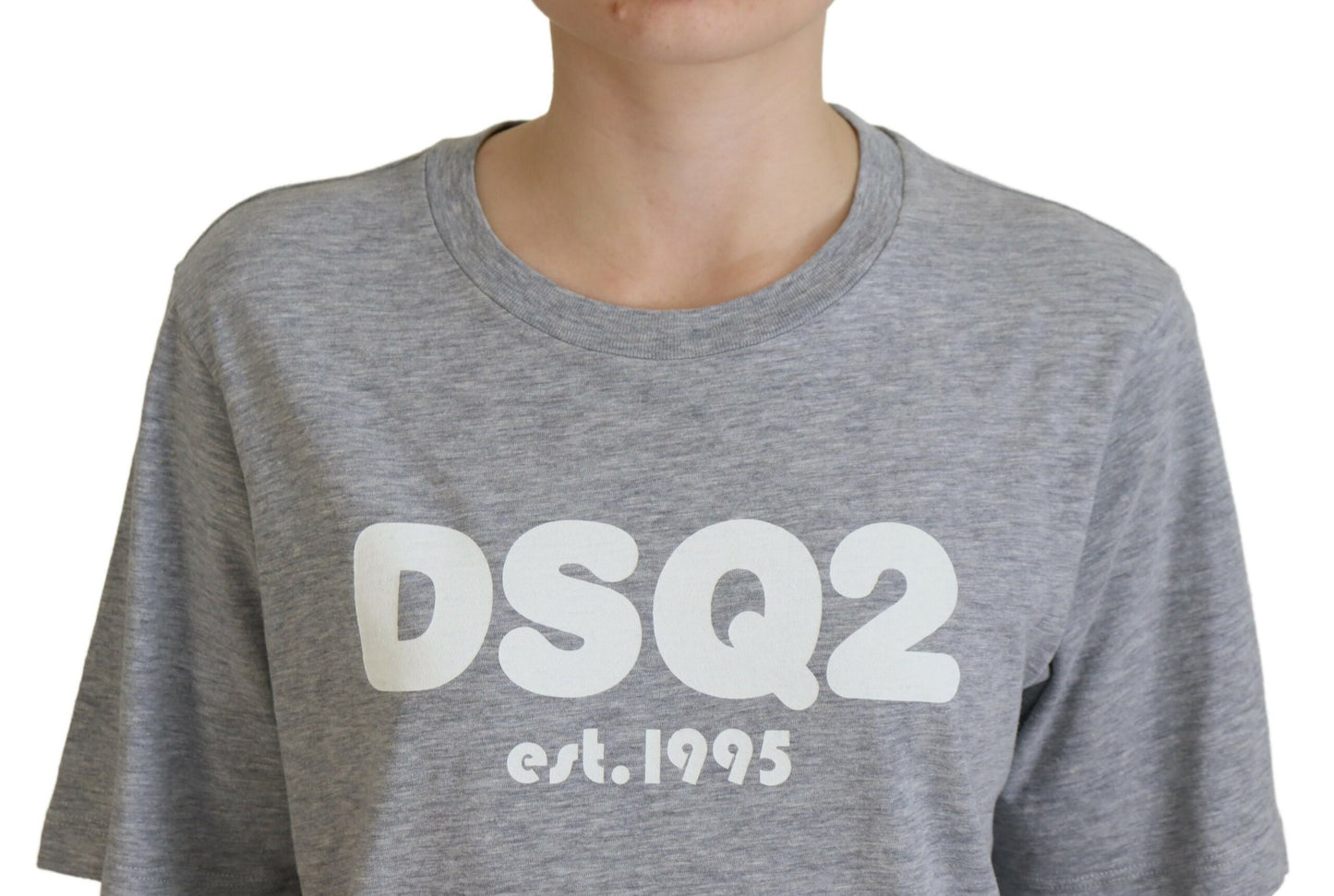 - Gray Logo Cotton Crewneck Short Sleeve Tee T-shirt