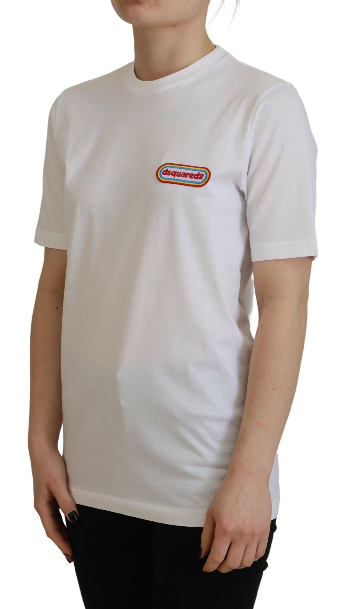 - White Logo Patch Crewneck Short Sleeve Tee T-shirt