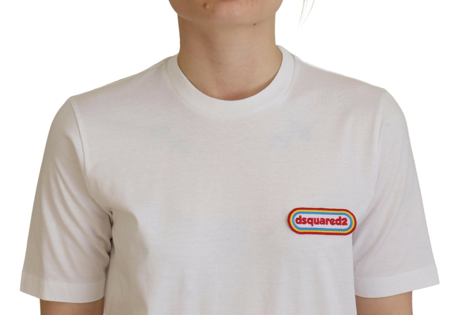 - White Logo Patch Crewneck Short Sleeve Tee T-shirt