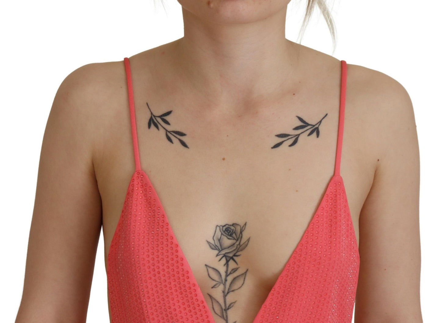 - Pink Sleeveless Spaghetti Strap Cami V-neck Top